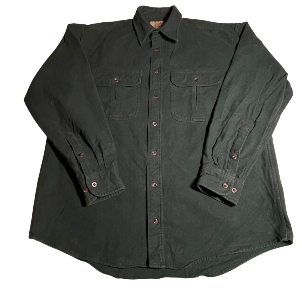 Cabelas Deerskin‎ Soft Chamois Long Sleeve Button Up Shirt Men's Large Tall